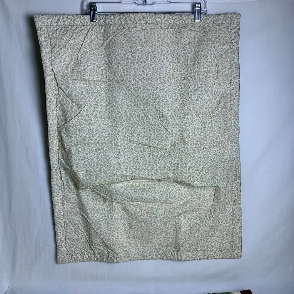 Vintage LL Bean Quilted Pillow Shams Set of 2 Sage Green Burgundy Floral Leaf